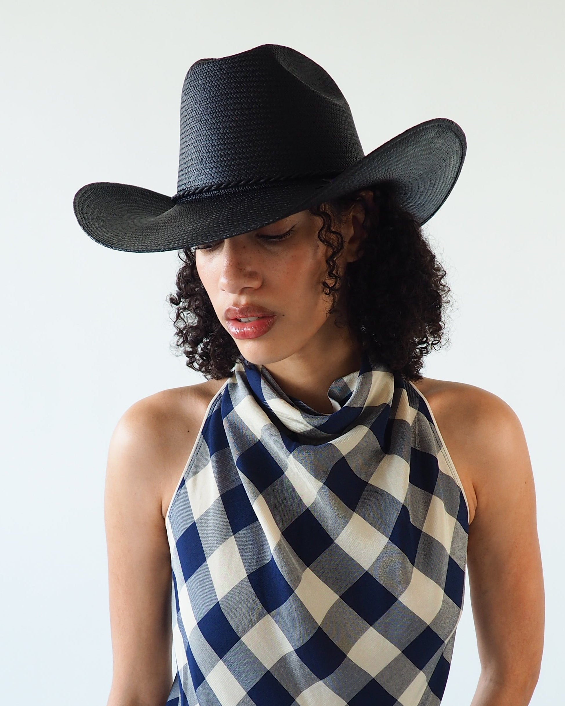 Western Hat in Black Toquilla Straw - CLYDE
