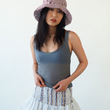 Moth Hat in Wine White Stripe Poplin - CLYDE