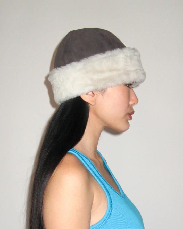 Nanaimo Hat in Earth & White Shearling - CLYDE