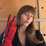 Racing Gloves in Red Nappa Lambskin w. Black Stripes - CLYDE