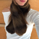Sue Scarf in Brown Faux Mink - CLYDE
