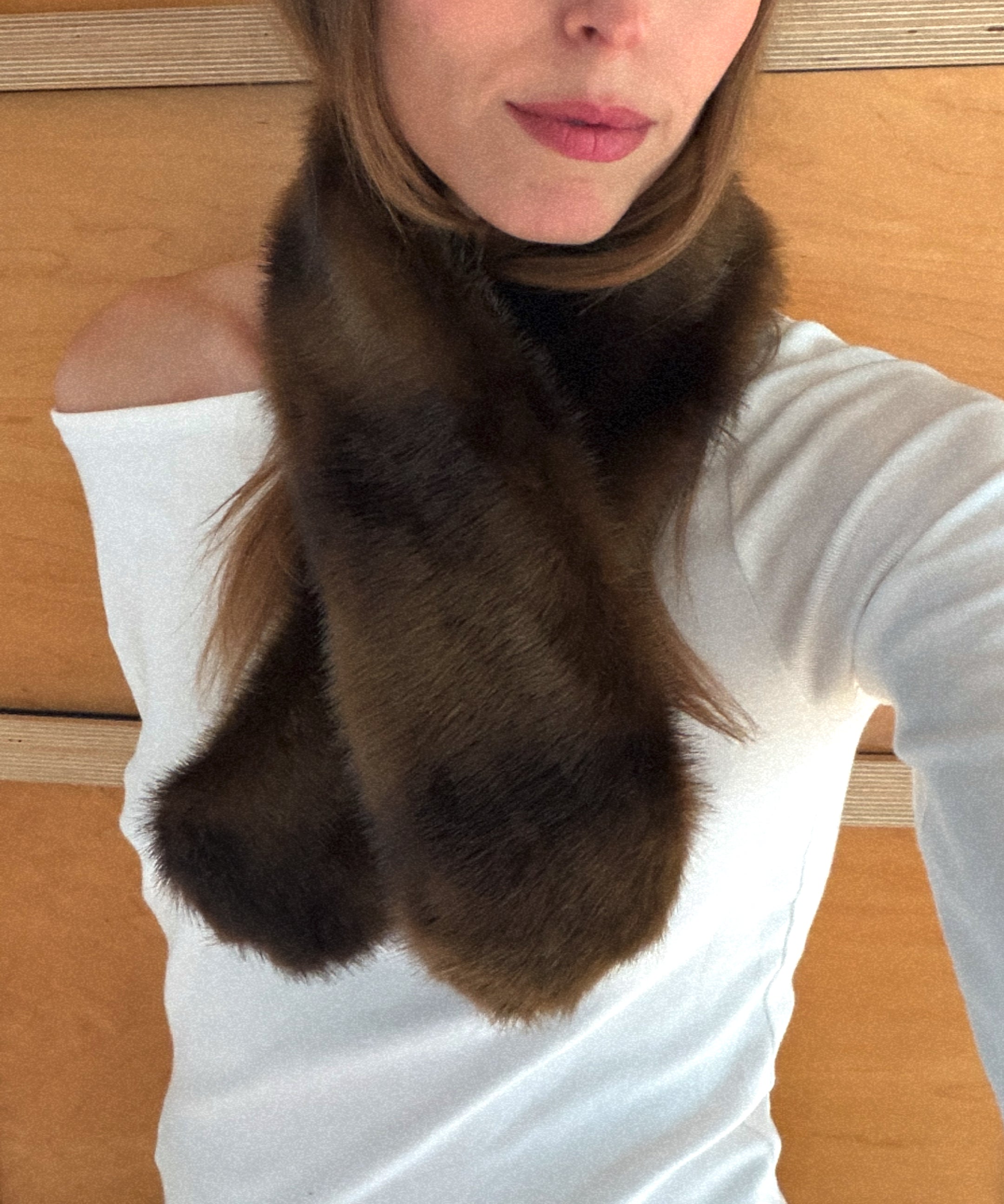 Sue Scarf in Brown Faux Mink - CLYDE