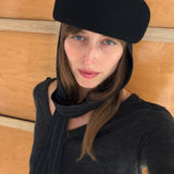 Jeanie Hat with Neck Scarves in Black - CLYDE