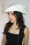 Plumed Tricorn Hat in Alabaster Wool - CLYDE