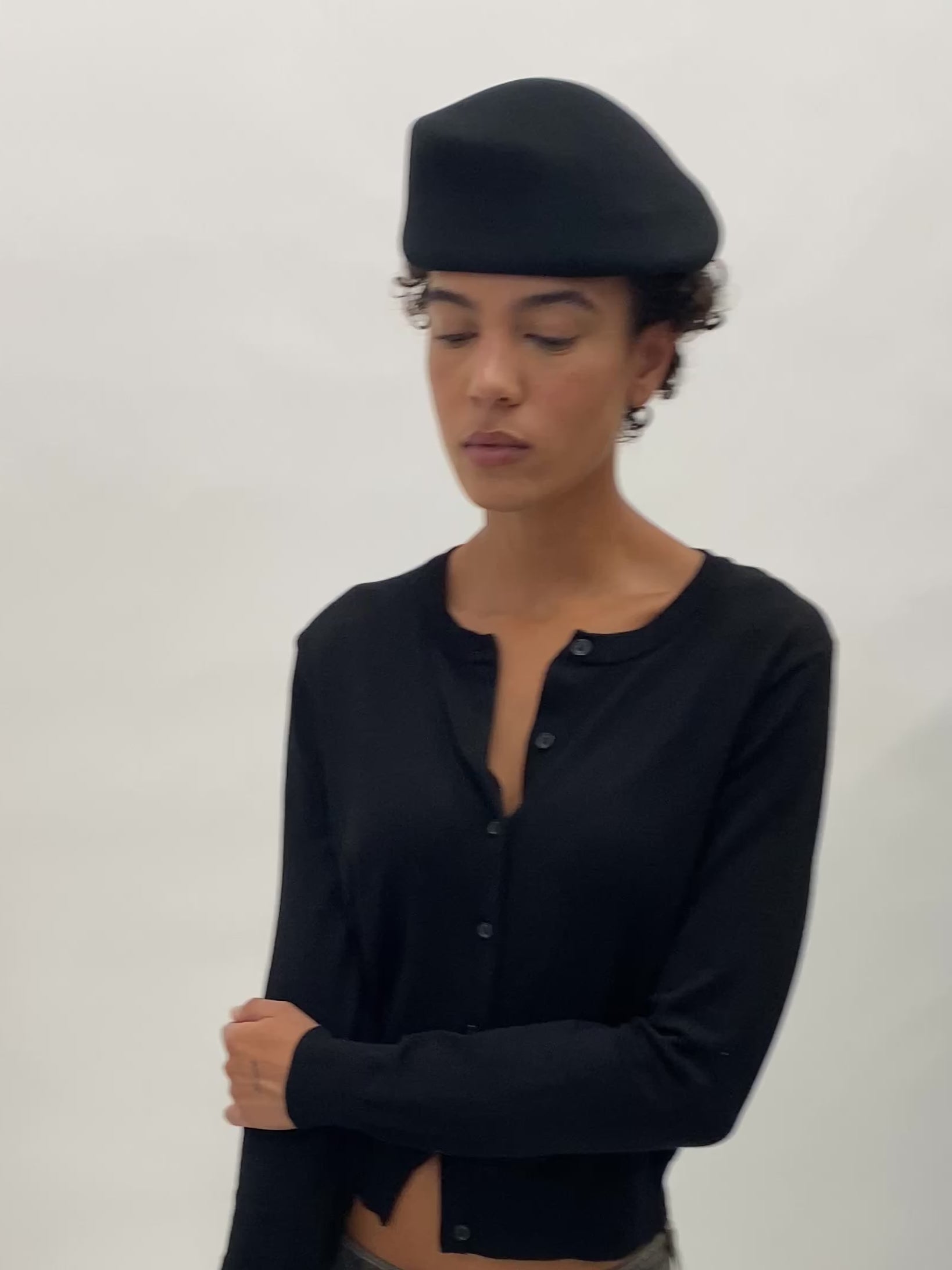 Sazy Beret in Black Wool - CLYDE