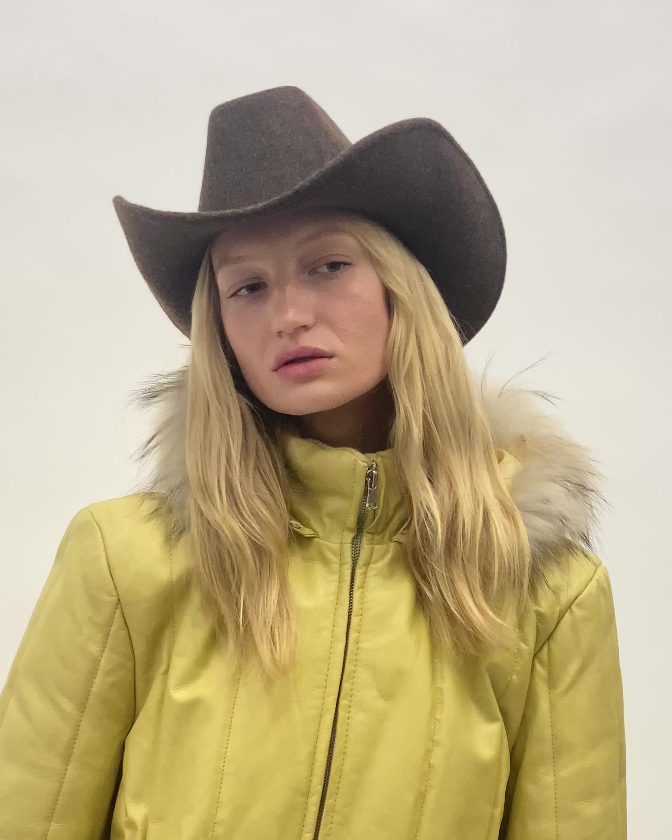 Cowboy Hat in Brown Melange Wool - CLYDE
