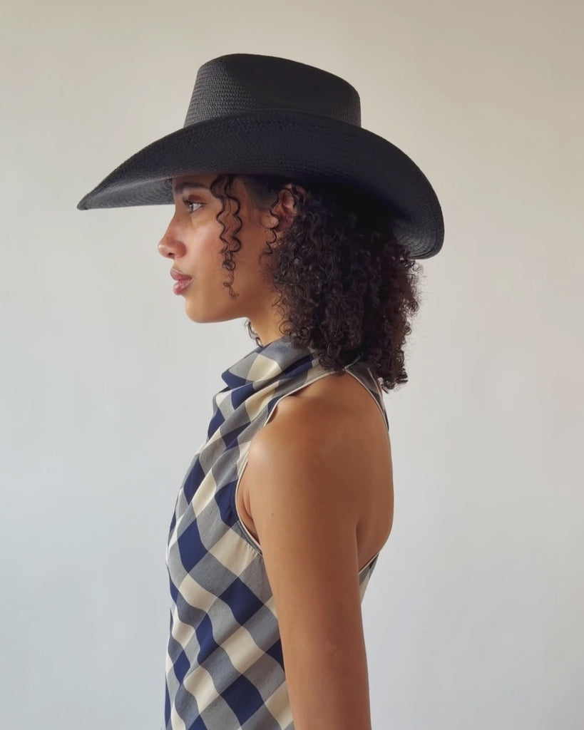 Western Hat in Black Toquilla Straw - CLYDE