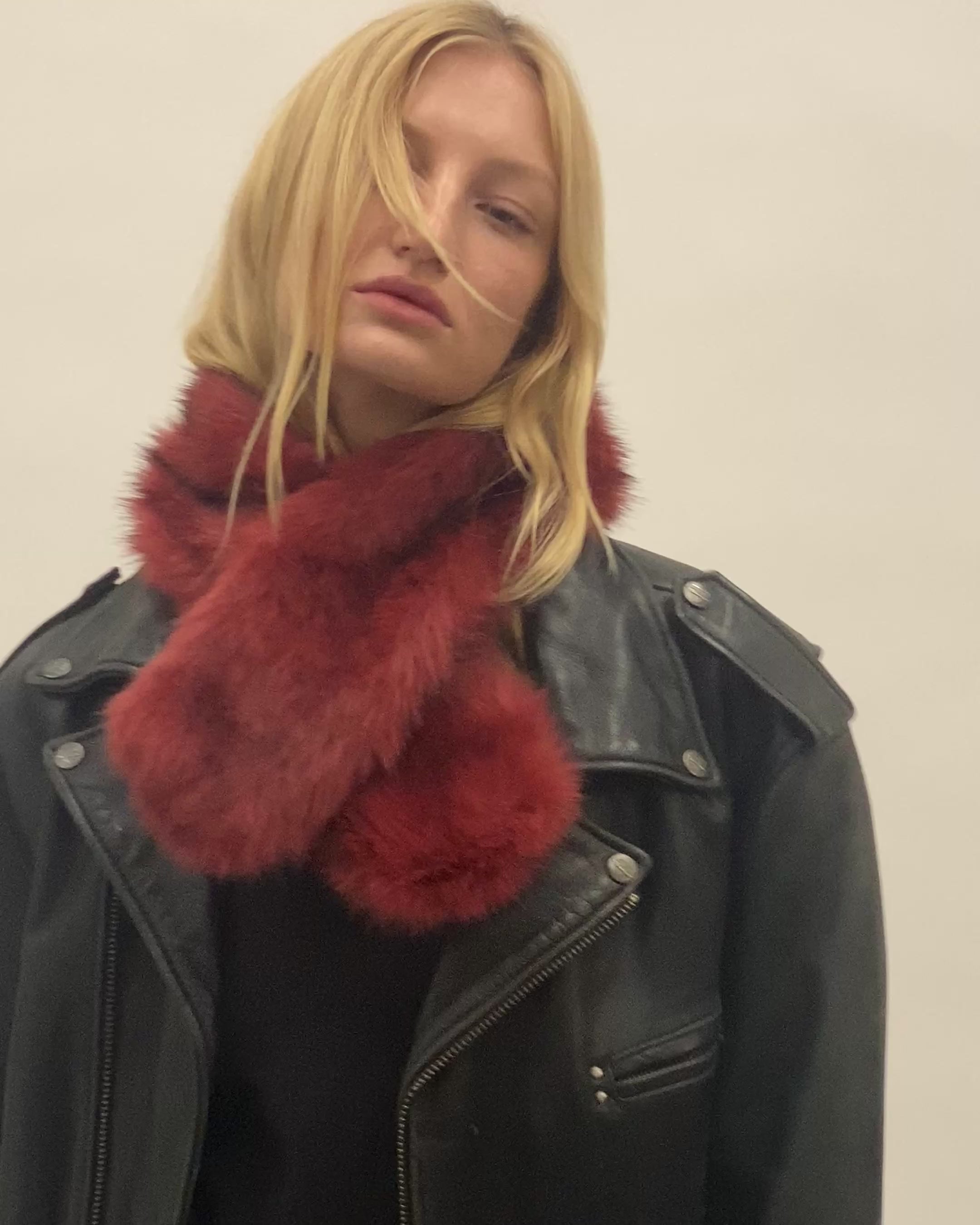 Sue Scarf in Red Faux Fox - CLYDE