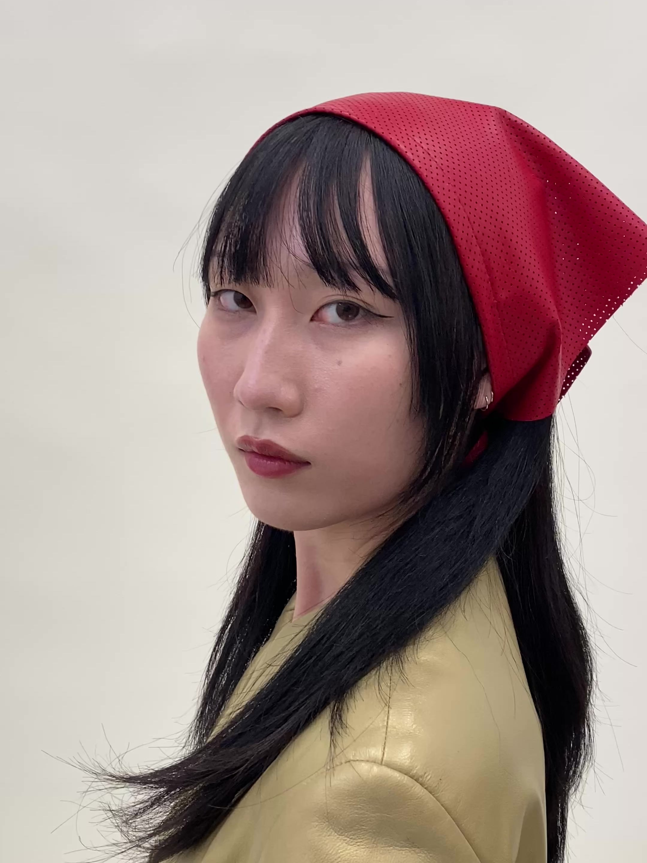 Vita Scarf in Red Perforated Lambskin - CLYDE