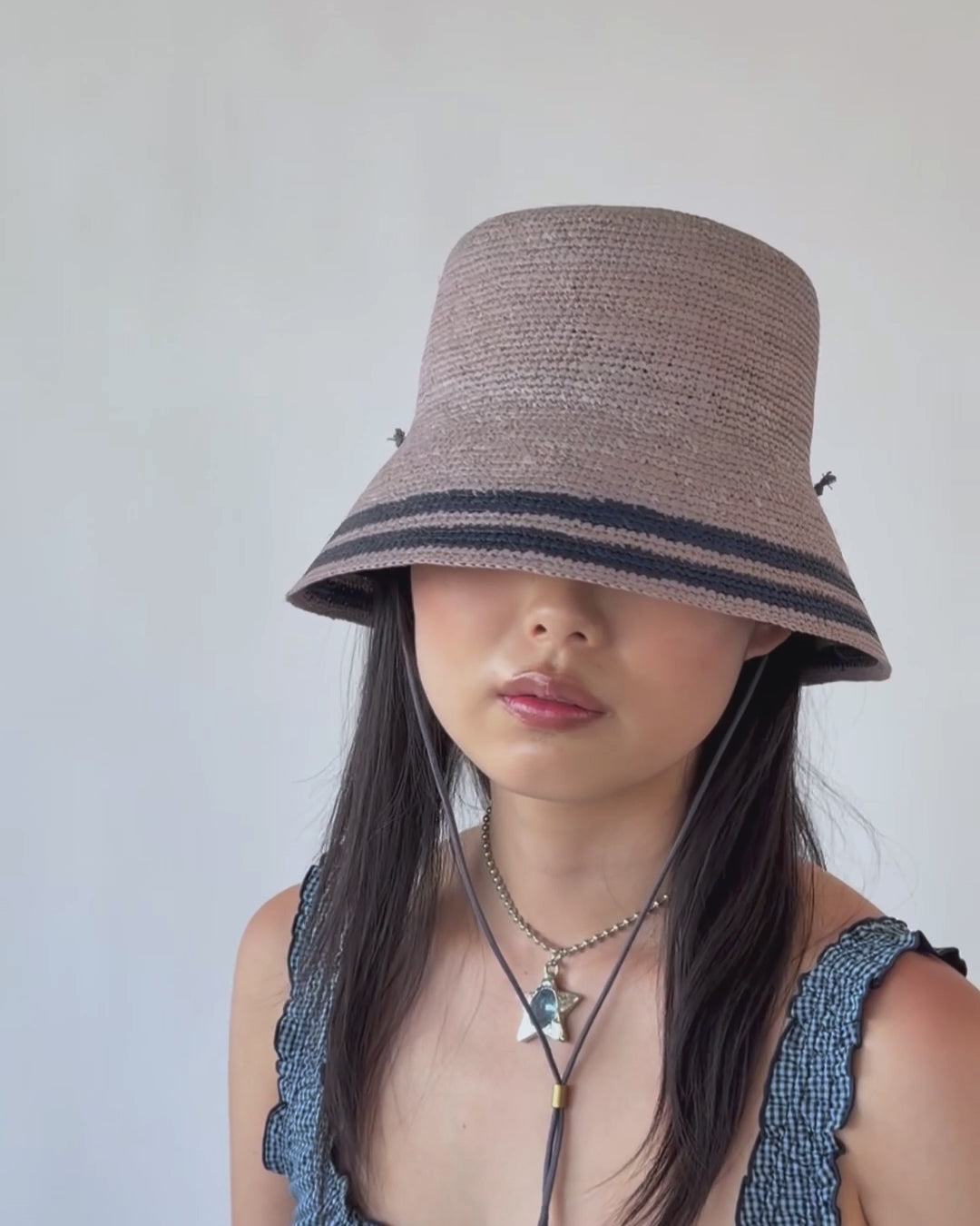 Aries Hat in Grey w. Navy Stripes - CLYDE