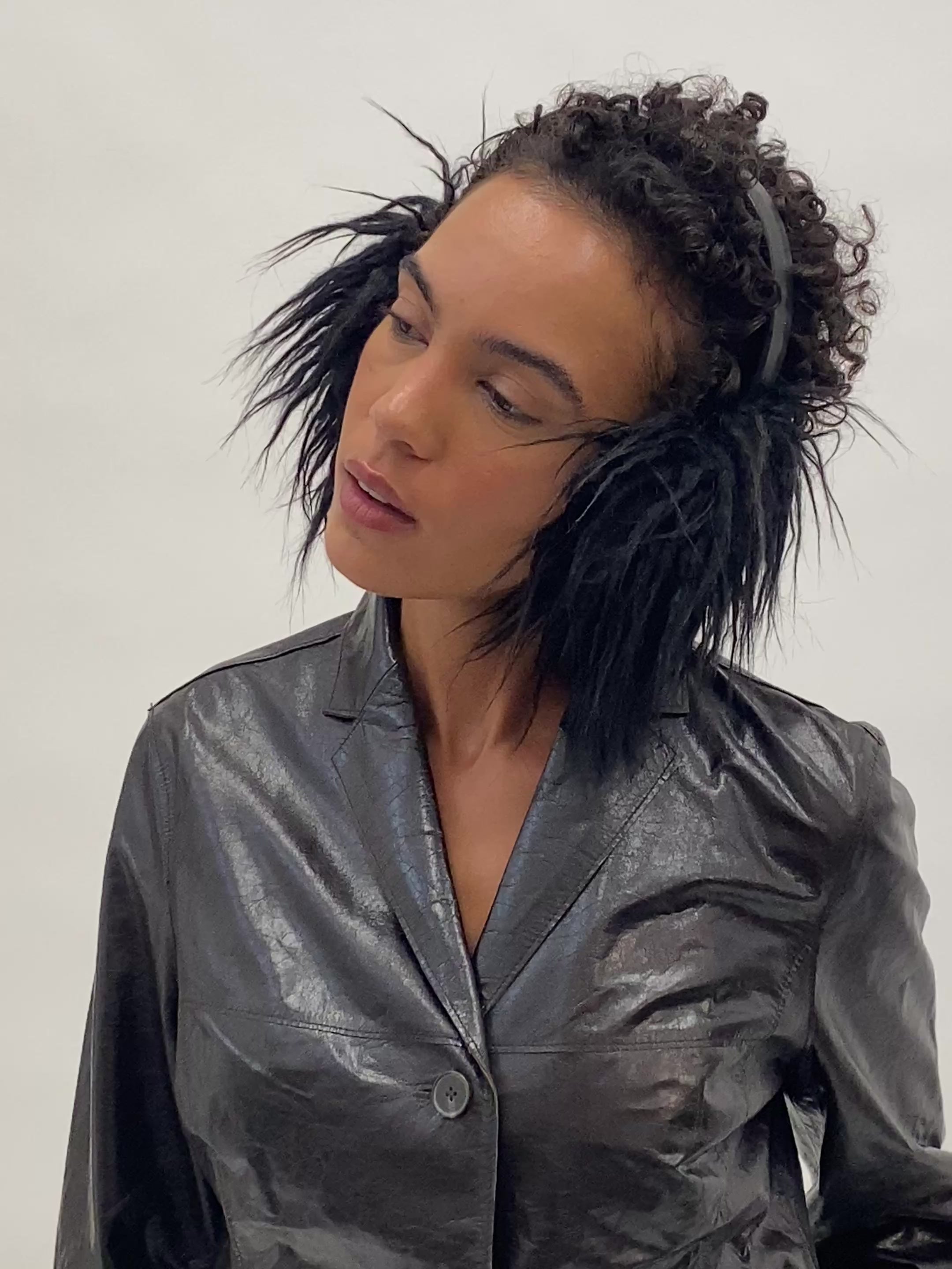 Ear Muffs in Black Faux Yak - CLYDE