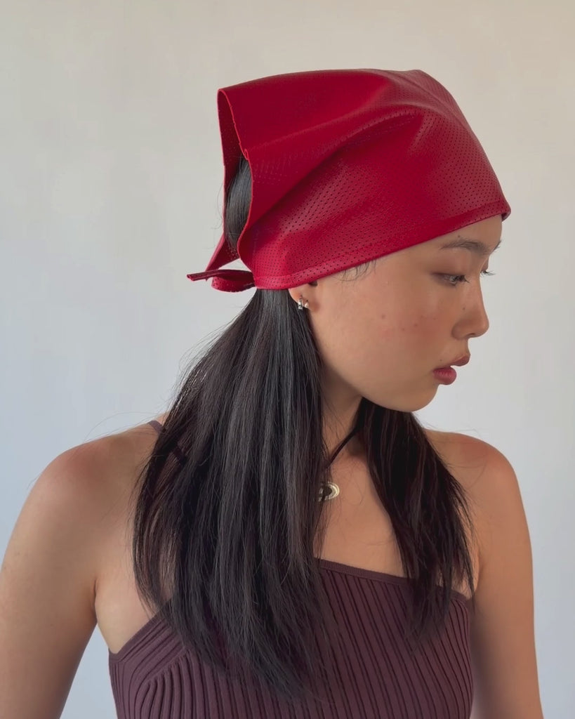 Vita Scarf in Red Perforated Lambskin - CLYDE