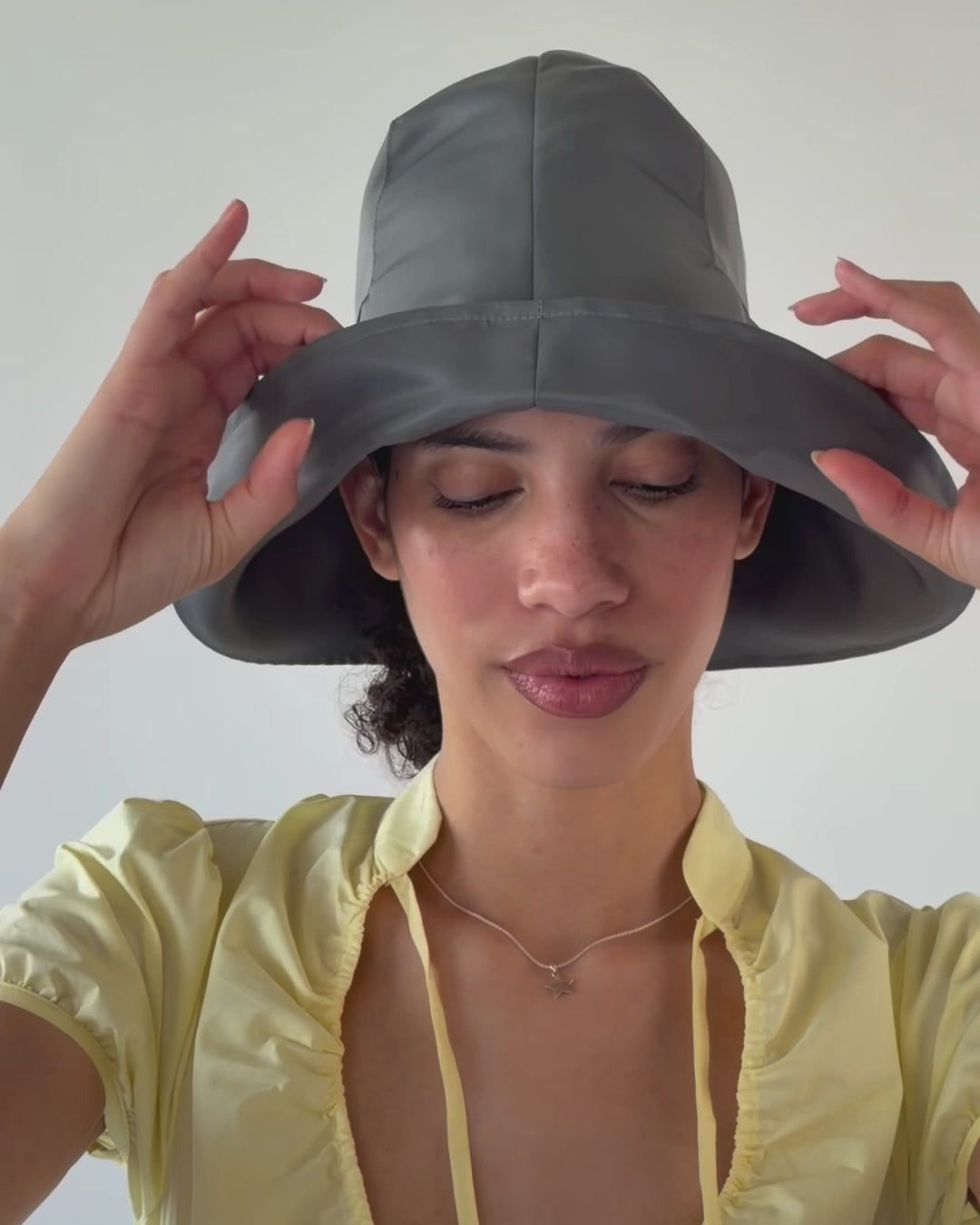 Iona Hat in Grey Flight Satin - CLYDE