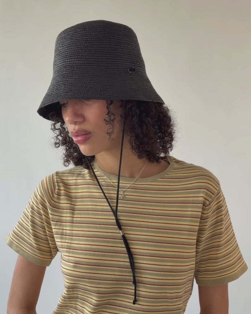 Aries Hat in Black Toquilla Straw - CLYDE