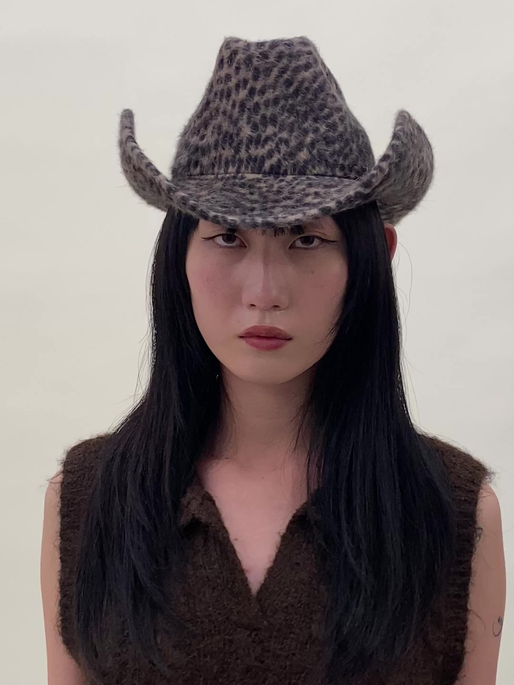 Cowboy Hat in Cheetah Spot Angora - CLYDE