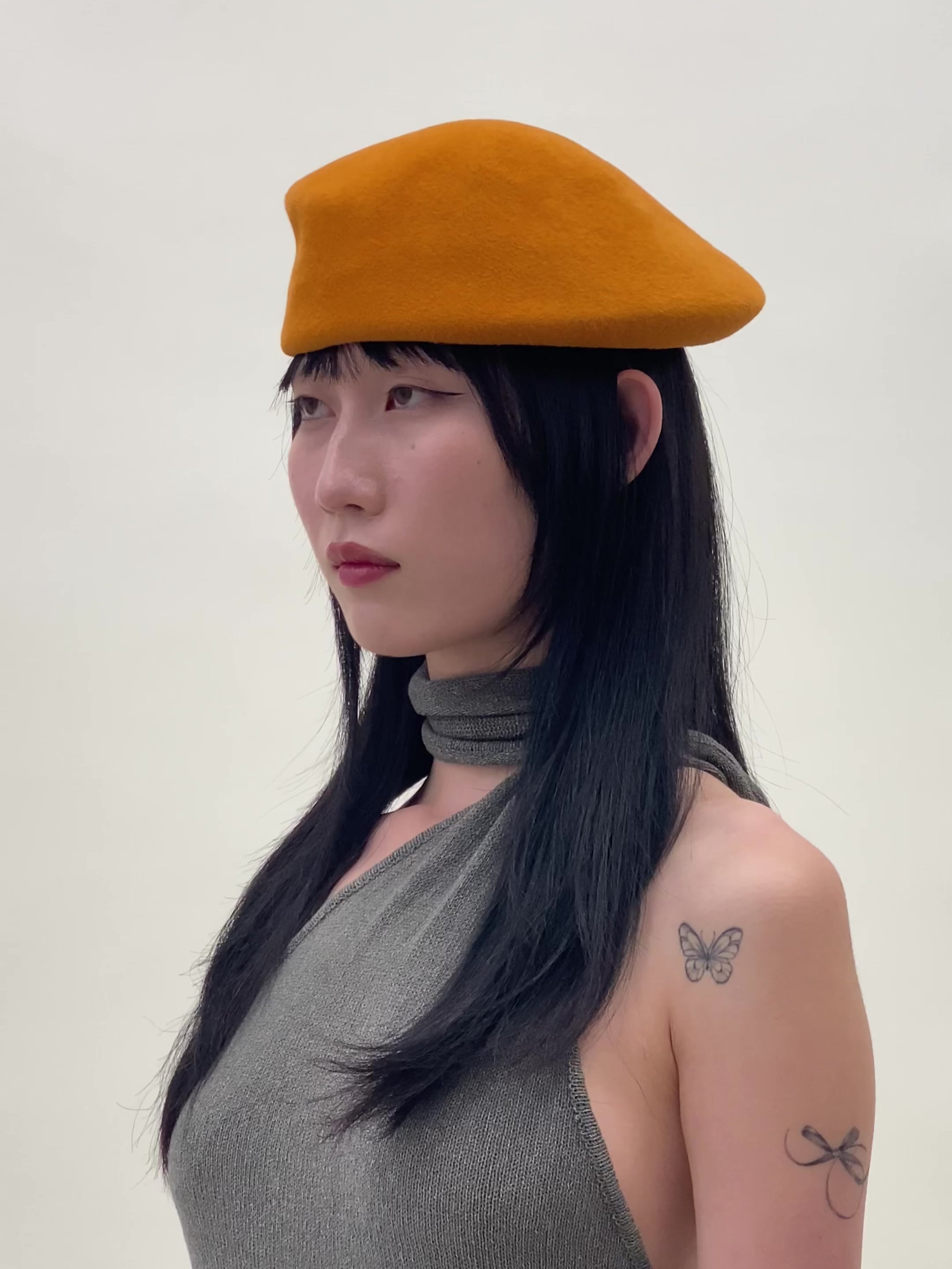 Sazy Beret in Burnt Orange Fur Velour - CLYDE