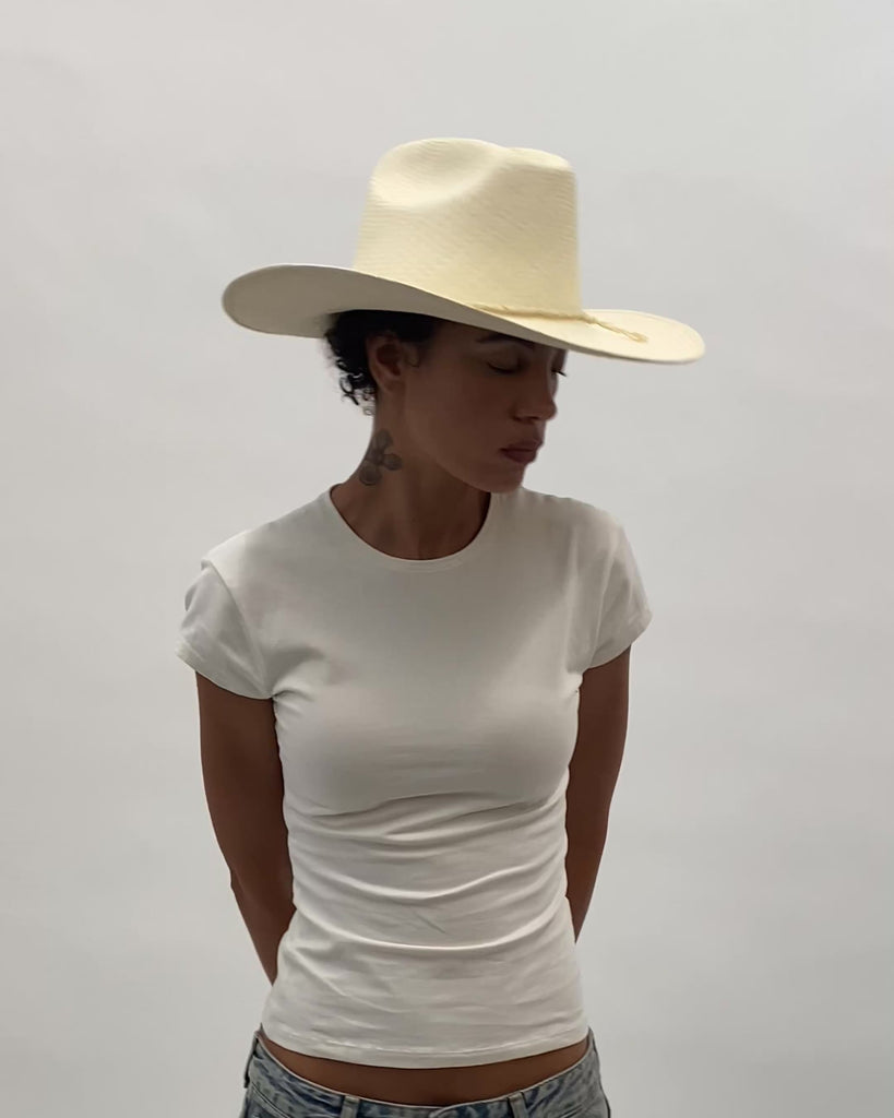Western Hat in Undyed Natural Toquilla Straw - CLYDE