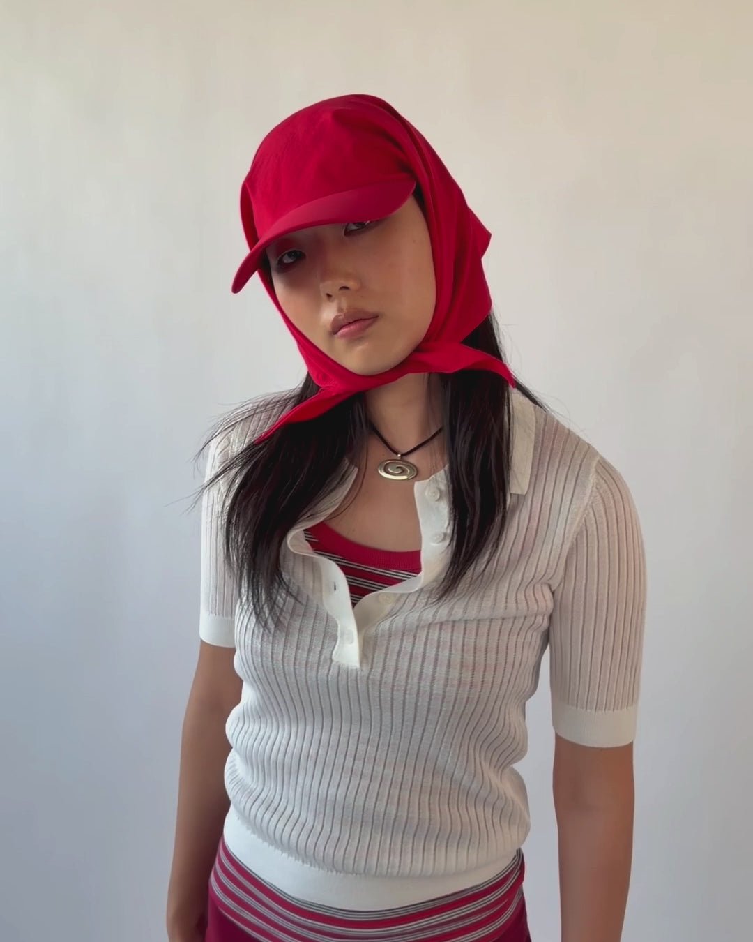 Brim Scarf in Red Nylon - CLYDE