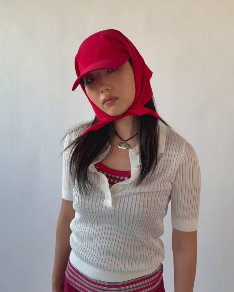 Brim Scarf in Red Nylon - CLYDE