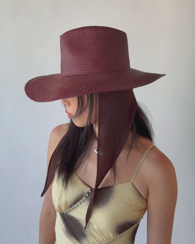 Caro Hat w. Neck Shade in Earth Brown Toquilla Straw - CLYDE