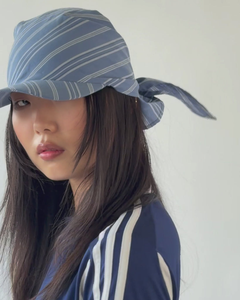 Brim Scarf in Blue Stripe Poplin - CLYDE