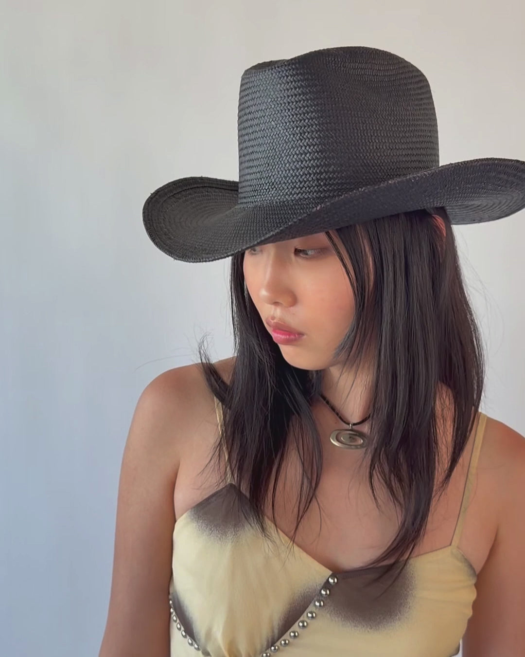 Cowboy Hat in Black Toquilla Straw - CLYDE