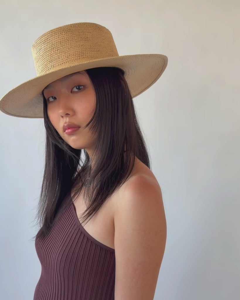 Cielo Hat in Tan Toquilla Straw - CLYDE