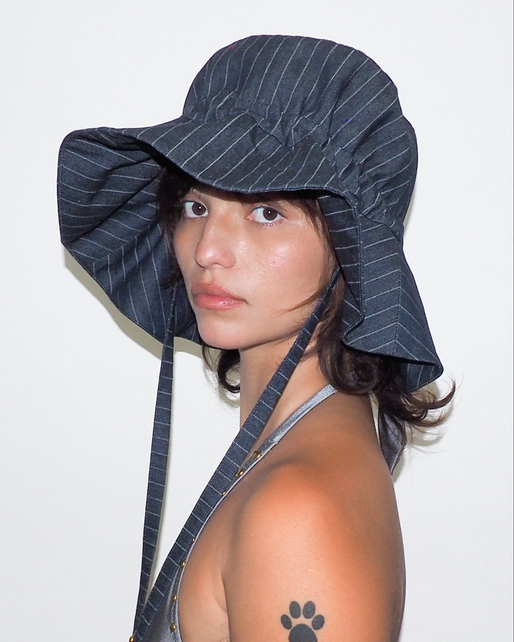 Forza Hat in Indigo Denim Pinstripe - CLYDE