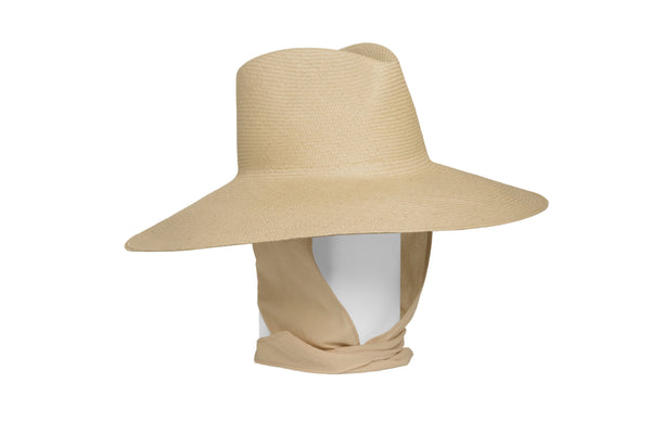 Caro Hat W. Neck Shade in Dust Toquilla Straw | Clyde L