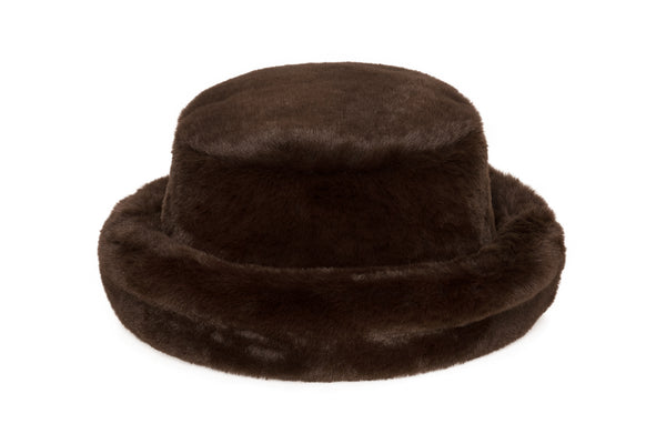 Faux Fur Bucket Hat in Mink - CLYDE