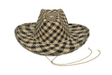 Cowboy Hat w. Tie in Gingham Toquilla Straw - CLYDE