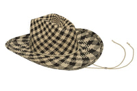 Cowboy Hat w. Tie in Gingham Toquilla Straw - CLYDE