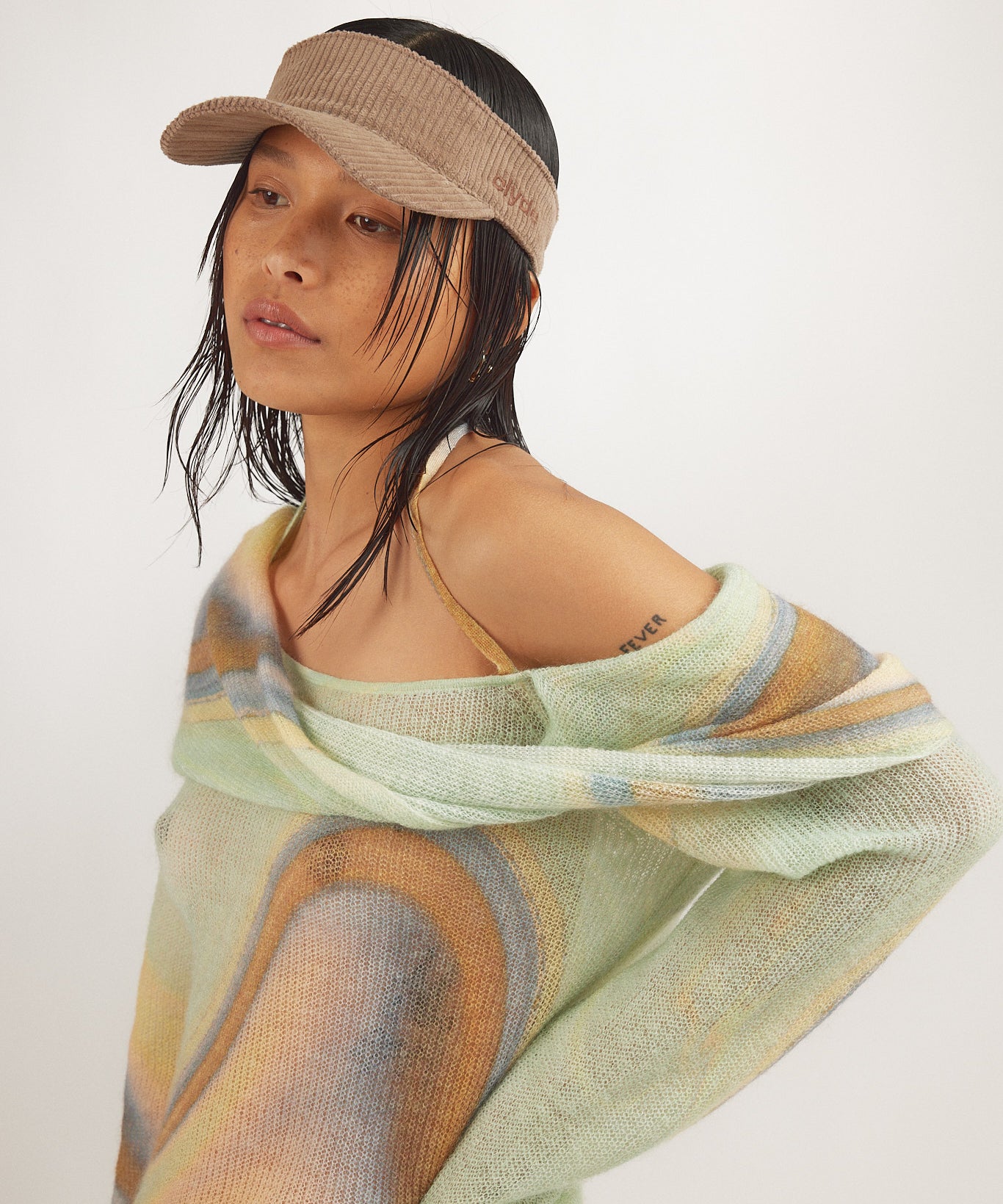 Sport Visor in Khaki Corduroy - CLYDE