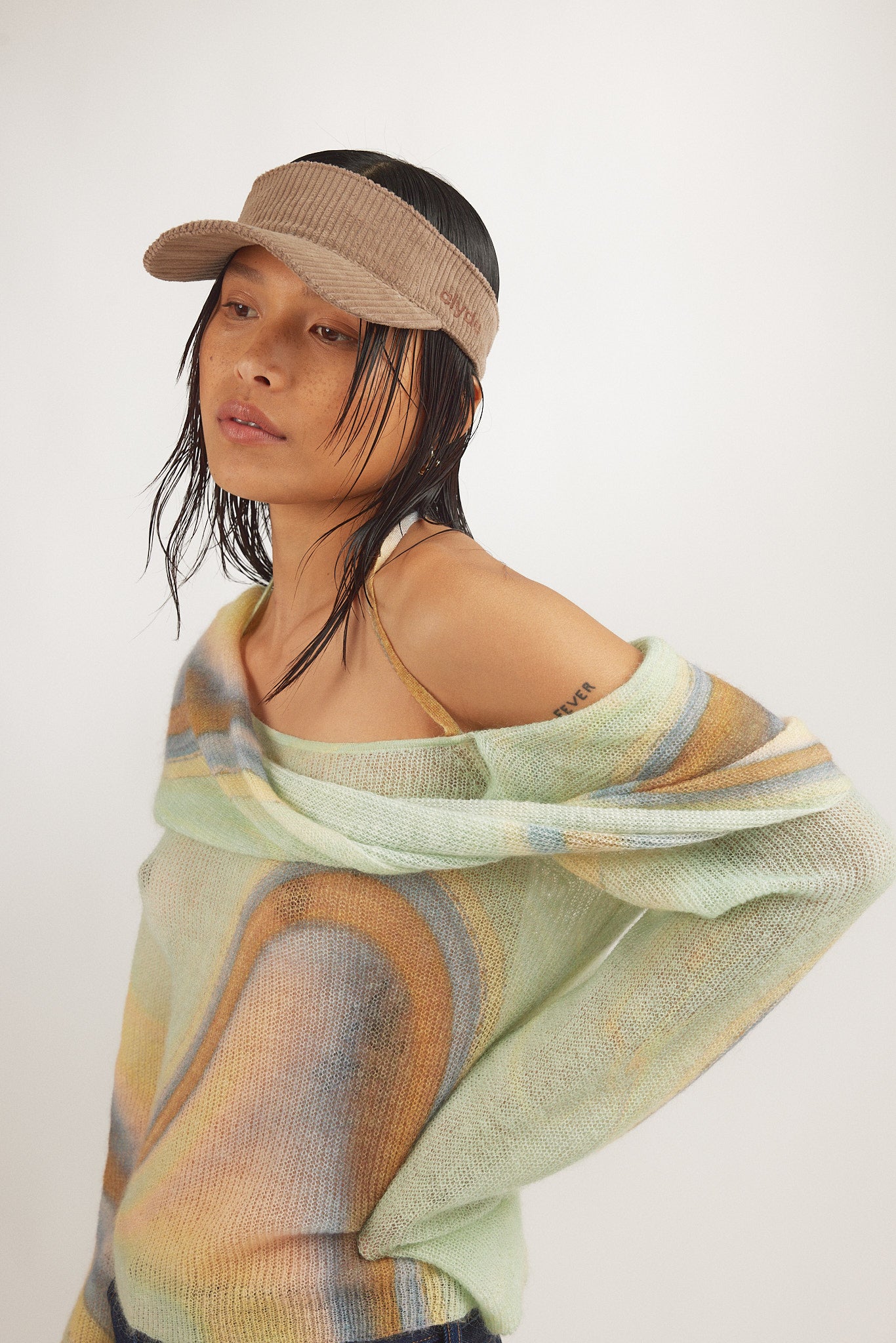 Sport Visor in Khaki Corduroy - CLYDE