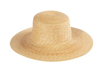 Medium Brim Flat Top Hat in Natural Straw w. Neck Shade - CLYDE