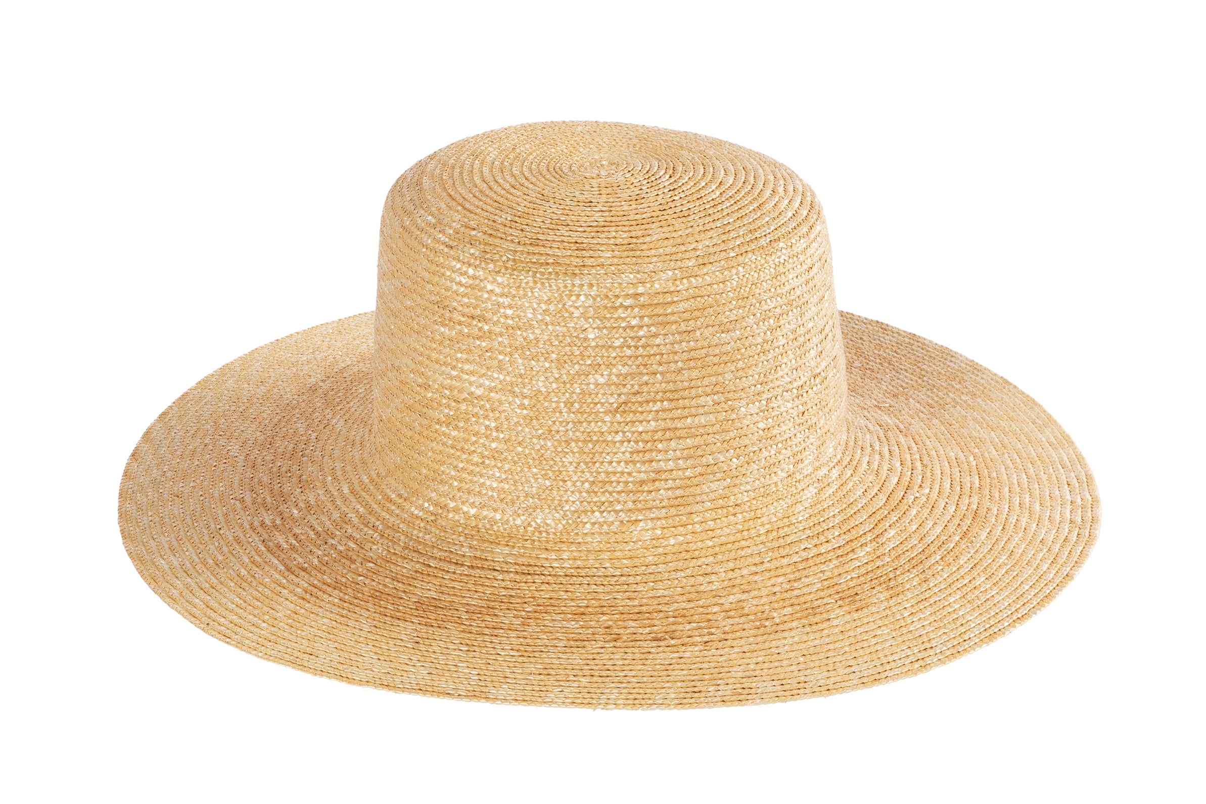 Medium Brim Flat Top Hat in Sand Straw - CLYDE