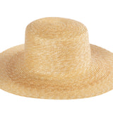 Medium Brim Flat Top Hat in Sand Straw - CLYDE