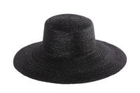 Medium Brim Flat Top Hat in Black Straw - CLYDE