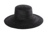 Medium Brim Flat Top Hat in Black Straw - 2 left - CLYDE