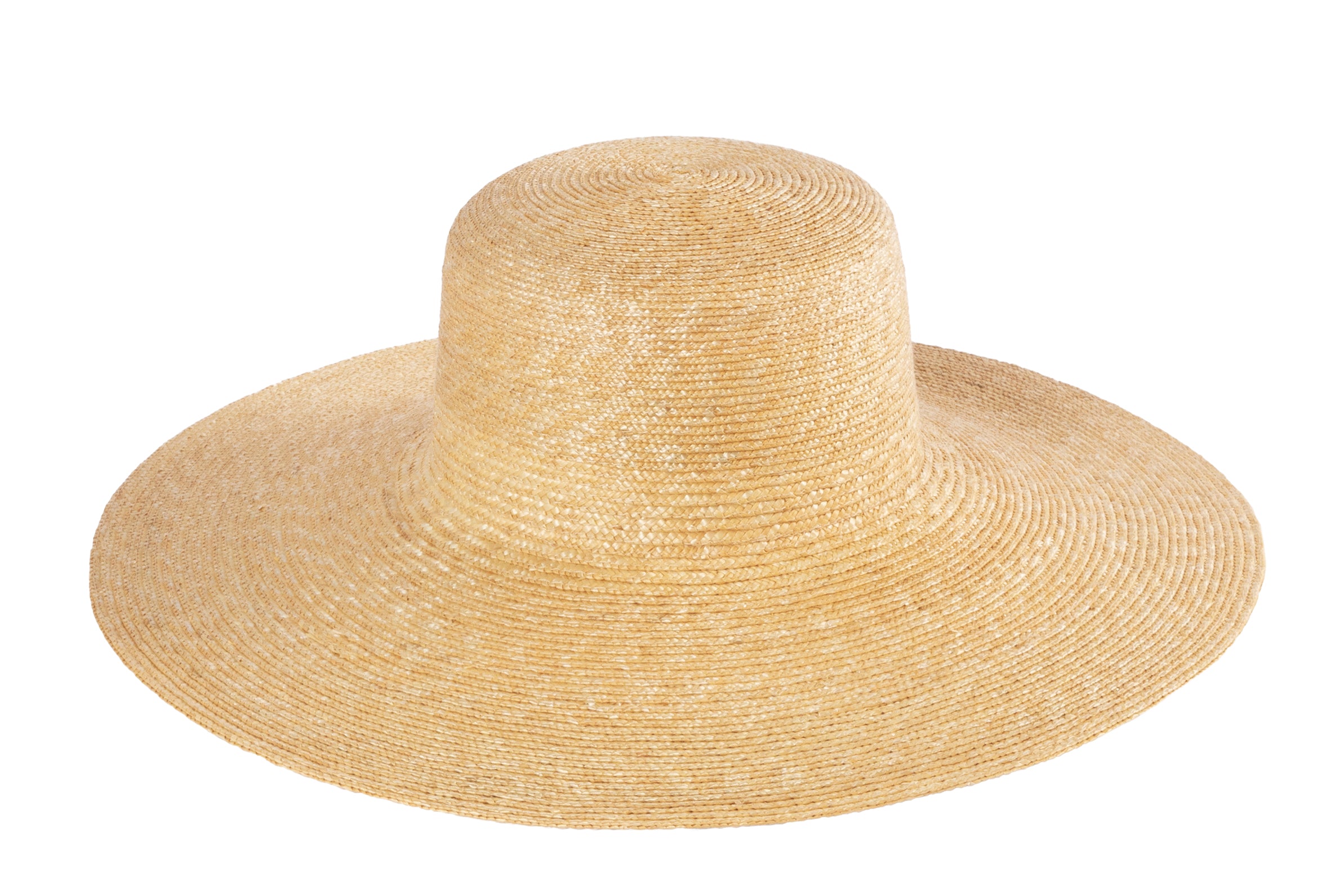 Wide Brim Flat Top Hat in Sand Straw - CLYDE