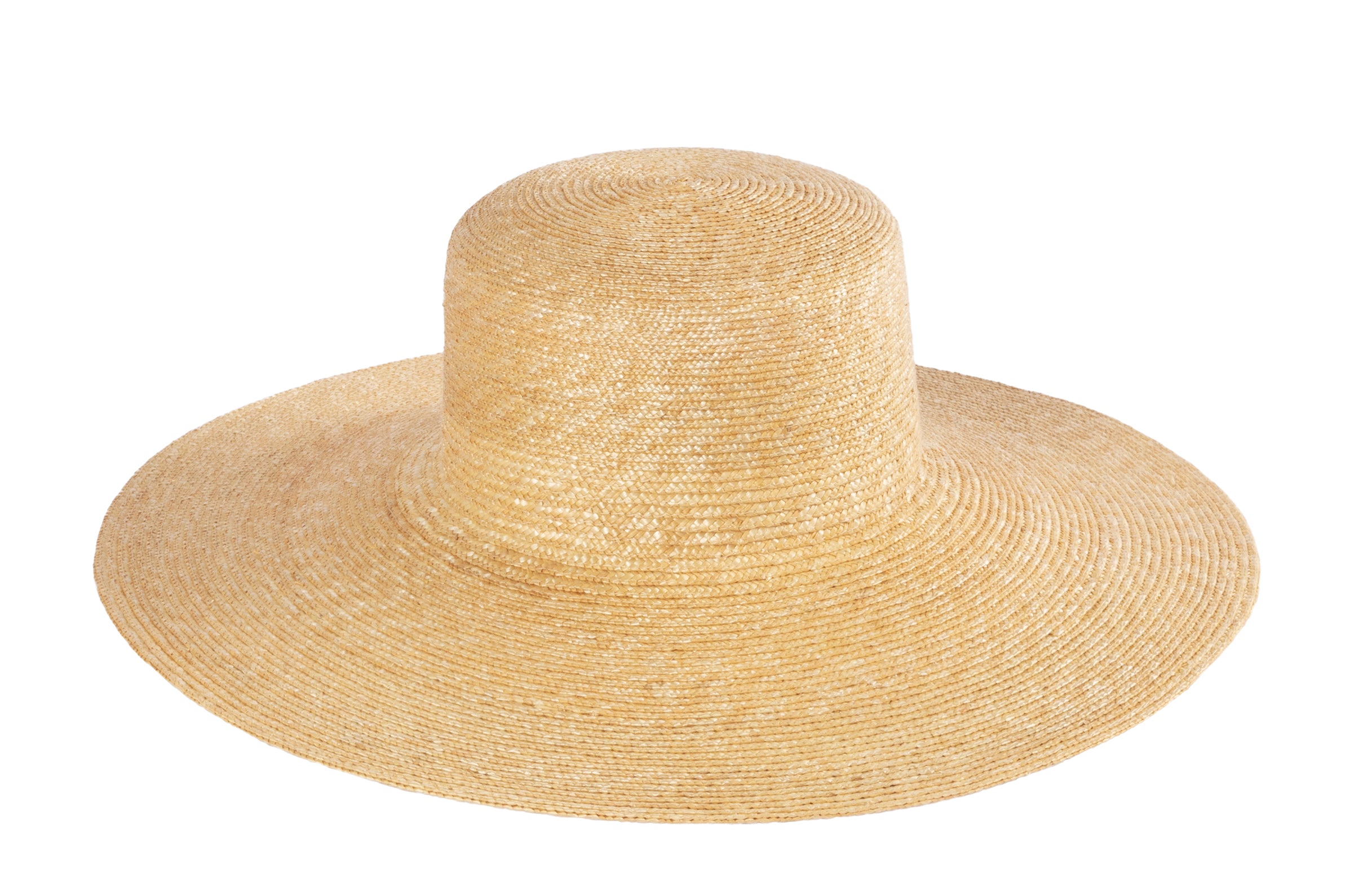 Wide Brim Flat Top Hat in Sand Straw - CLYDE