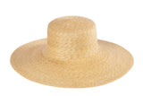 Wide Brim Flat Top Hat in Natural Straw - CLYDE