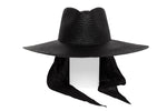 Caro Hat w. Neck Shade in Black Toquilla Straw - CLYDE
