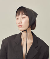 Lambskin Handkerchief Scarf in Black - CLYDE