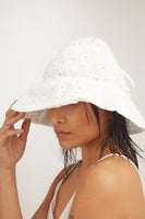 Moth Hat in White Flowers - 2 left - CLYDE
