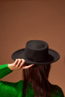 Shallow Brim Gambler Hat in Black - CLYDE